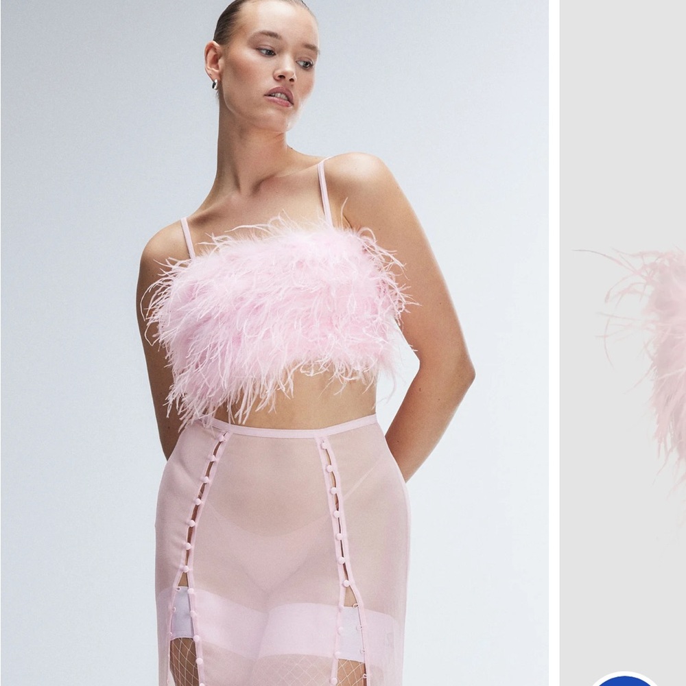 Elegant Pink Feathered Intimate feather top